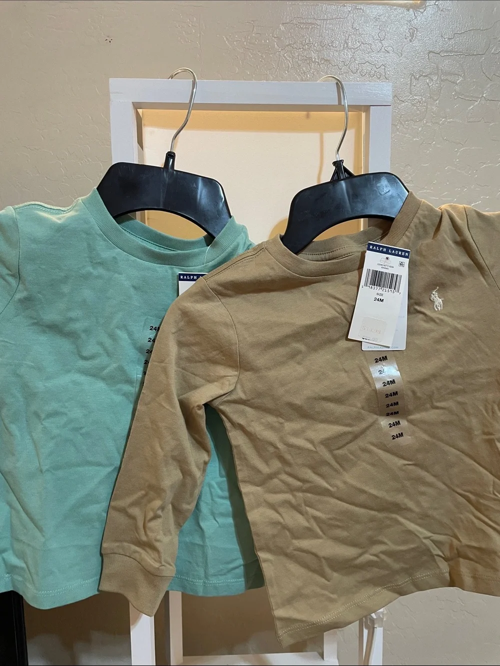 Ralph Lauren Kids Long-Sleeve Tees in Seafoam Green & Khaki